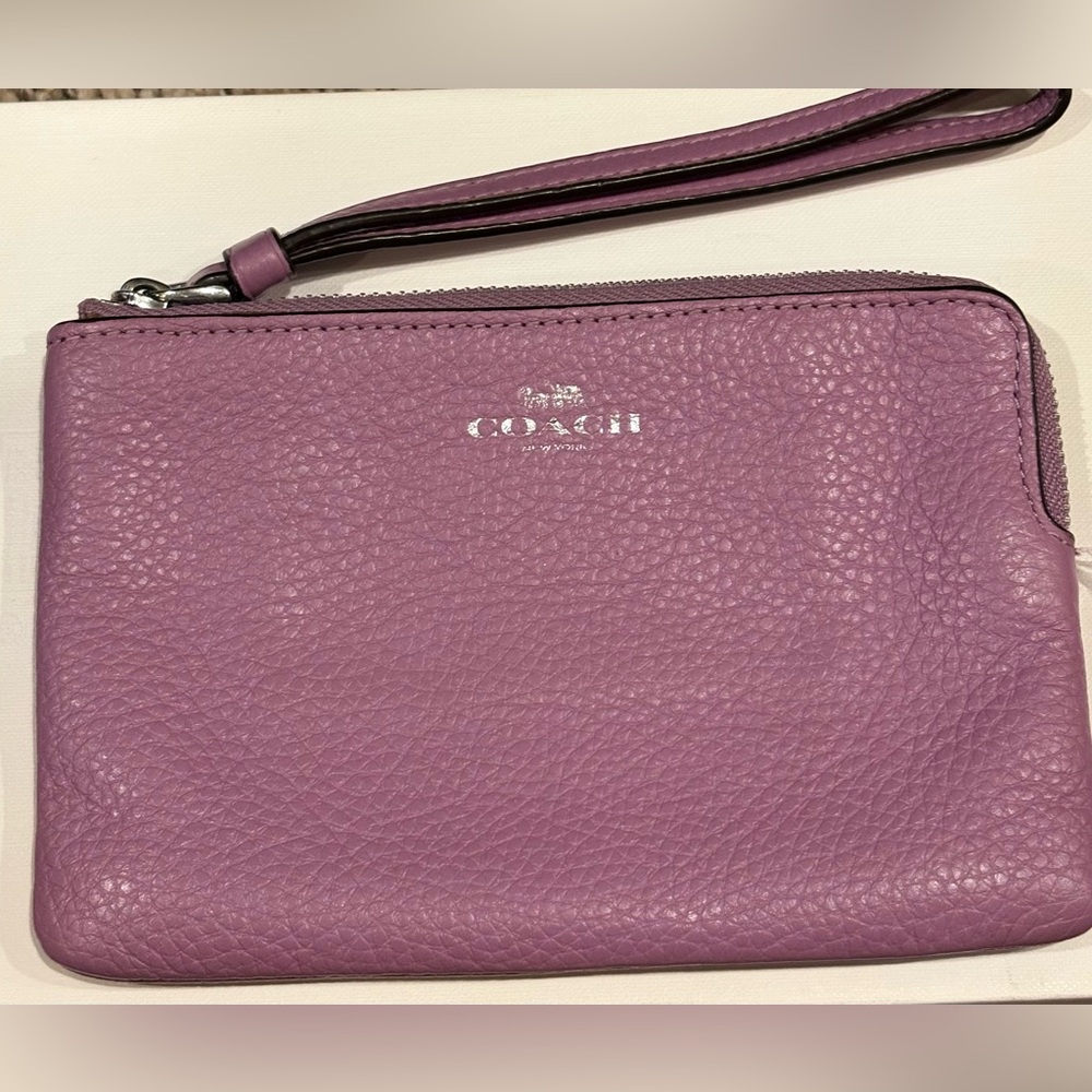 Coach Lilac Pebble Leather Wristlet